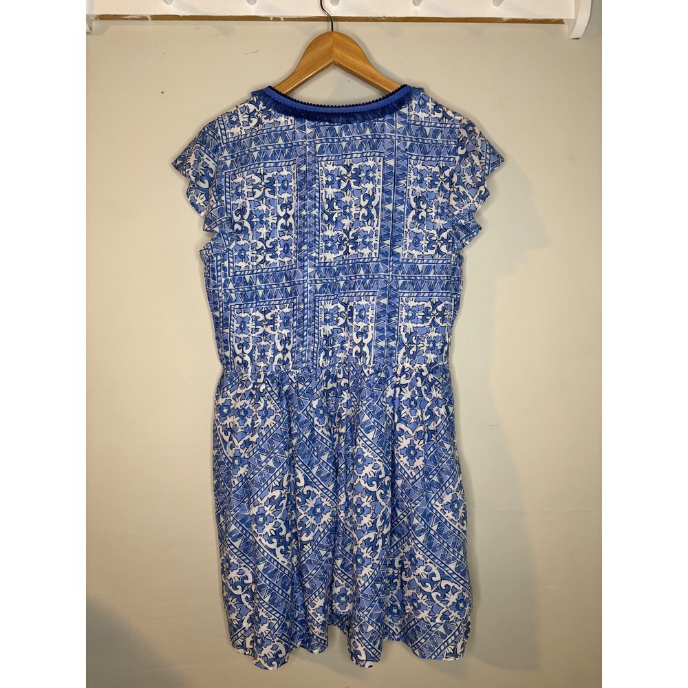 Vineyard Vines Dress Womens M Blue White Scarf Print Pintuck NWT Mini - Picture 6 of 8